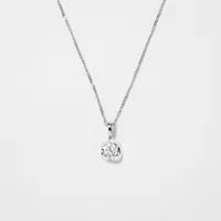 Tension Set Canadian Diamond Solitaire Necklace in 14K White Gold (0.1