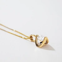 Tension Set Canadian Diamond Solitaire Necklace in 14K Yellow Gold (0