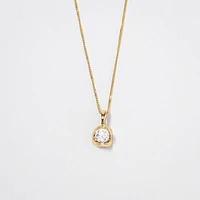Tension Set Canadian Diamond Solitaire Necklace in 14K Yellow Gold (0