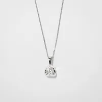 Tension Set Canadian Diamond Solitaire Necklace in 14K Gold