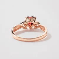 10K Rose Gold Heart Garnet Diamond Ring