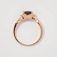 10K Rose Gold Heart Garnet Diamond Ring