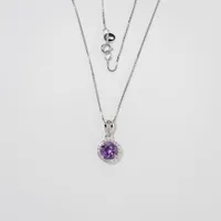 Amethyst Pendant with Diamond Accents in 10K White Gold