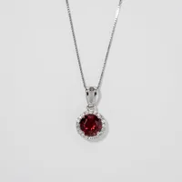 Garnet Pendent with Diamond Accents in 10K White Gold