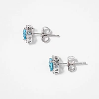 Heart Shape Blue Topaz Earrings in 10K White Gold