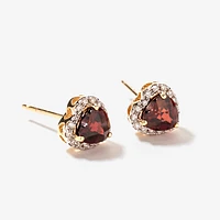 Heart Shape Garnet Earrings in 10K Yellow Gold