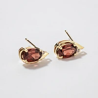 Oval Garnet Earrings in 10K Yellow Gold