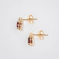 Oval Garnet Earrings in 10K Yellow Gold