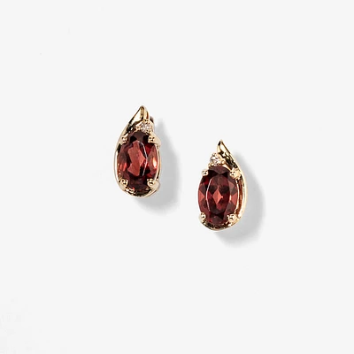 Oval Garnet Earrings in 10K Yellow Gold