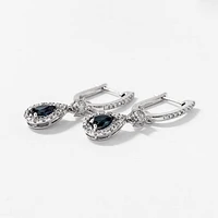 Sapphire Earrings With Removable Pear Drop in 10K White Gold