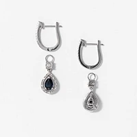 Sapphire Earrings With Removable Pear Drop in 10K White Gold