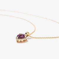 Heart Shaped Amethyst Necklace in 10K Yellow Gold