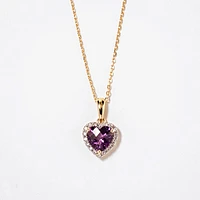 Heart Shaped Amethyst Necklace in 10K Yellow Gold