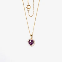 Heart Shaped Amethyst Necklace in 10K Yellow Gold