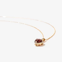 Heart Shaped Garnet Necklace in 10K Yellow Gold