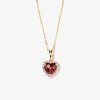 Heart Shaped Garnet Necklace in 10K Yellow Gold