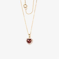 Heart Shaped Garnet Necklace in 10K Yellow Gold