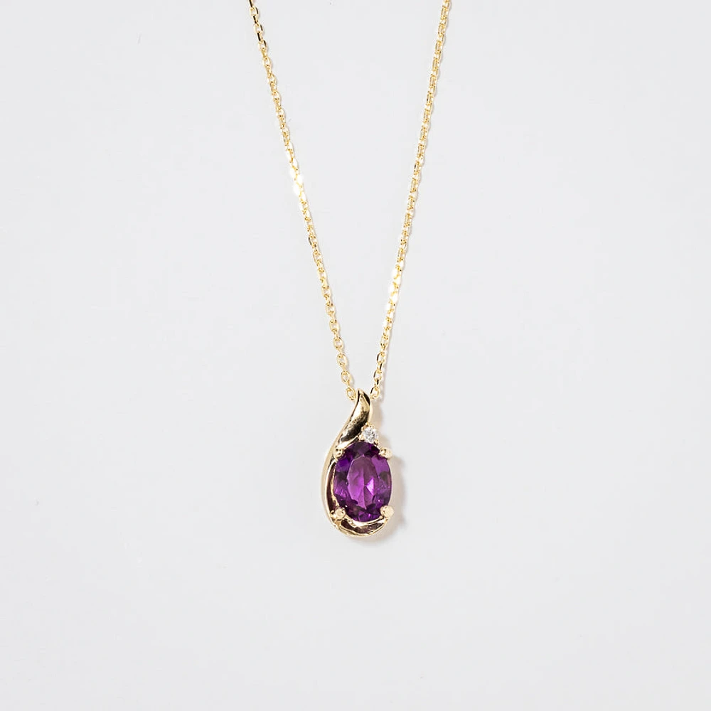 Amethyst Necklace in 10K Yellow Gold