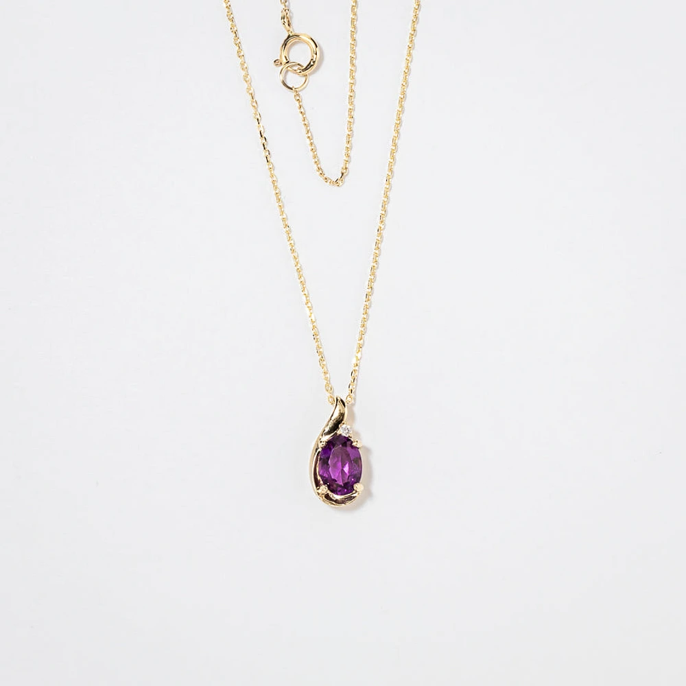 Amethyst Necklace in 10K Yellow Gold