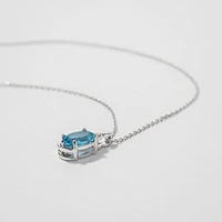 Blue Topaz Necklace in 10K White Gold