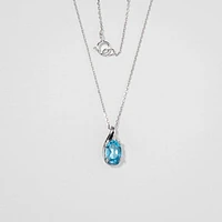 Blue Topaz Necklace in 10K White Gold