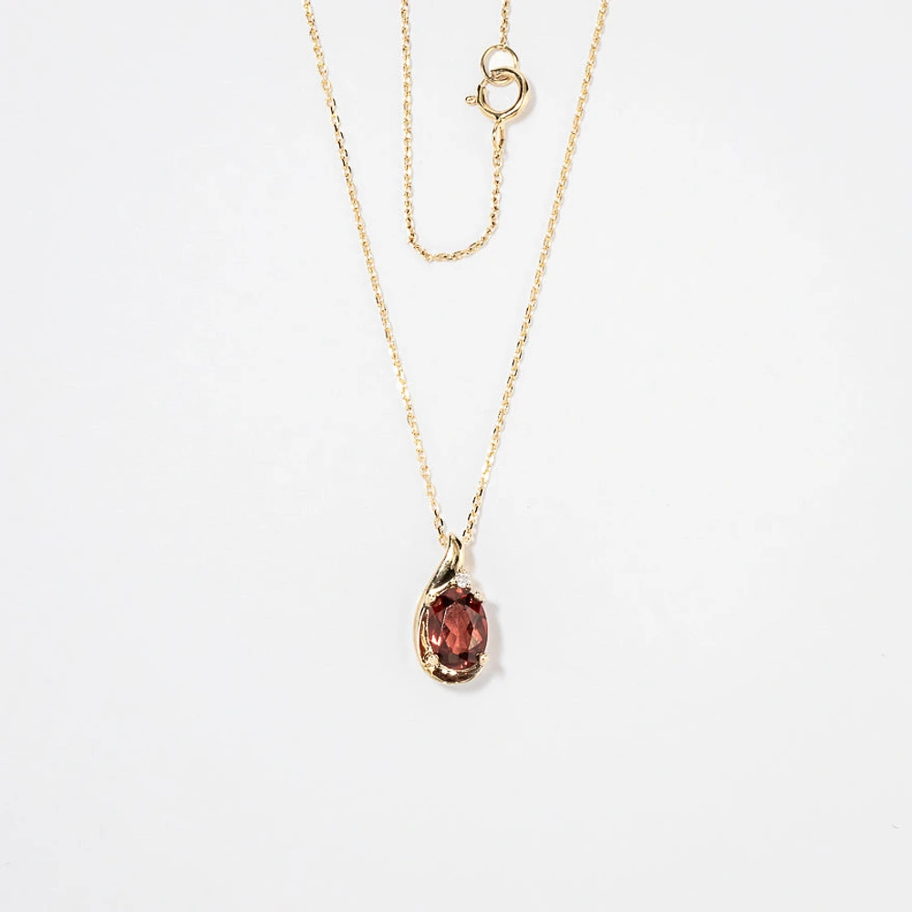 Garnet Necklace in 10K Yellow Gold