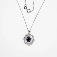 Sapphire Necklace with Diamond Accents in 10K White Gold