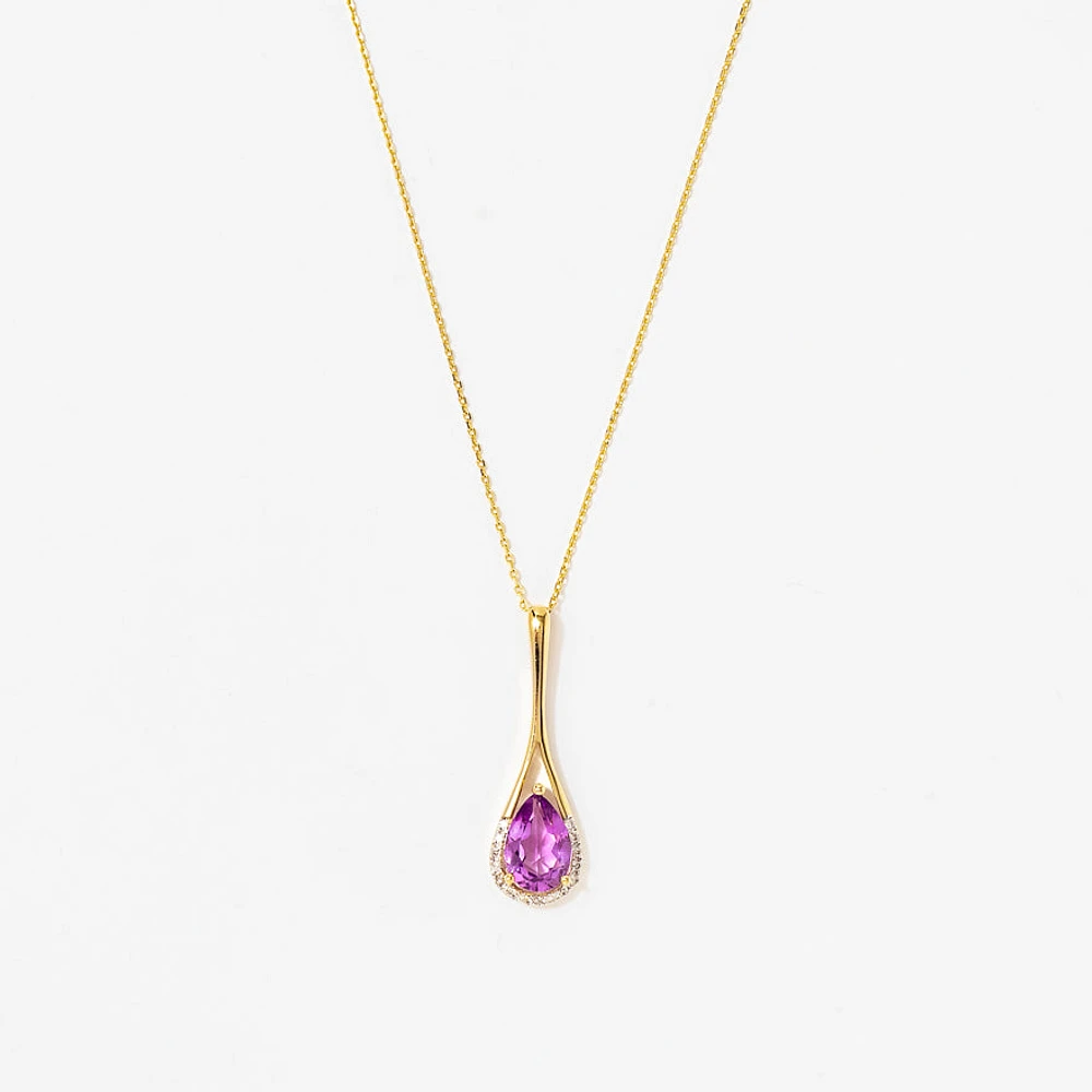 Amethyst Pendant Necklace in 10K Yellow Gold