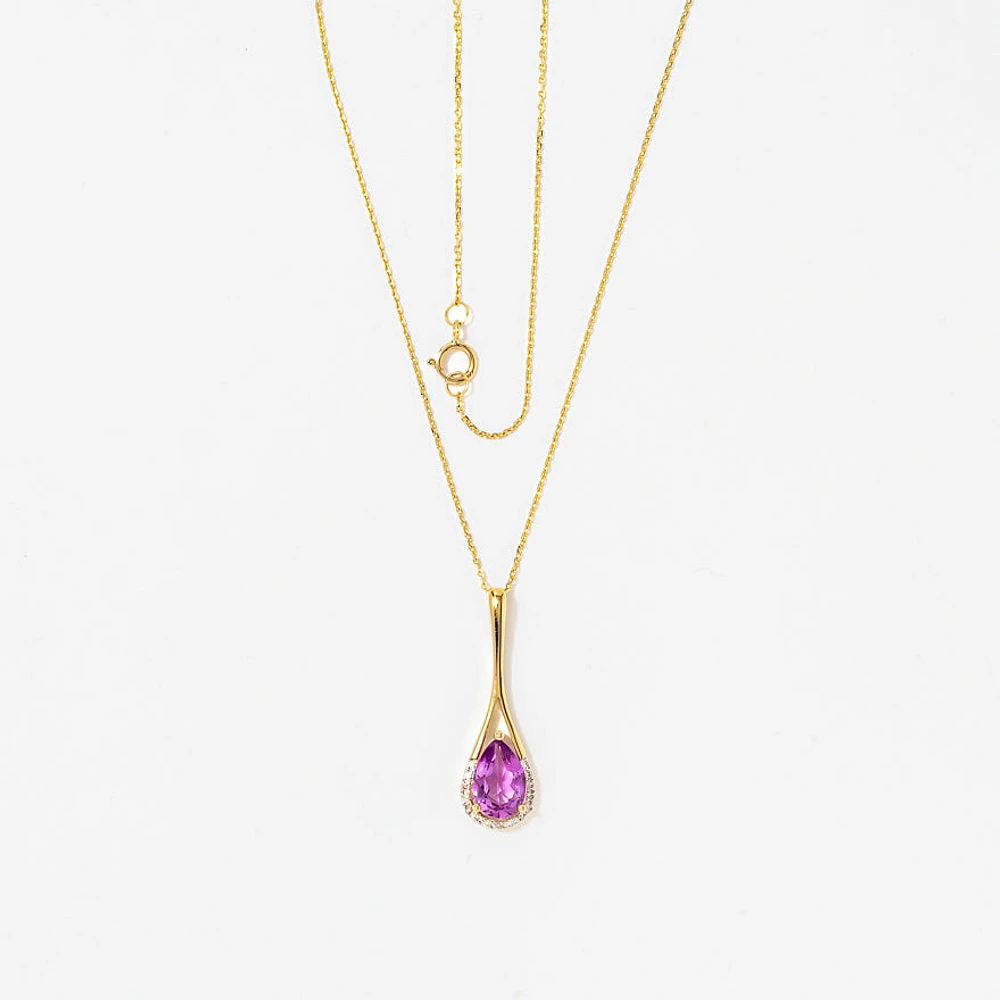 Amethyst Pendant Necklace in 10K Yellow Gold