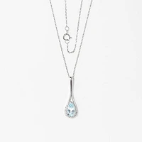 Aquamarine Pendant Necklace in 10K White Gold