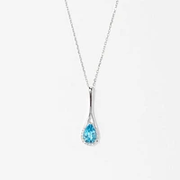 Blue Topaz Pendant Necklace in 10K White Gold