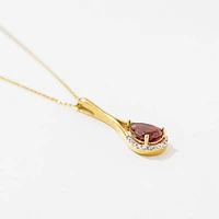 Garnet Necklace in 10K Yellow Gold