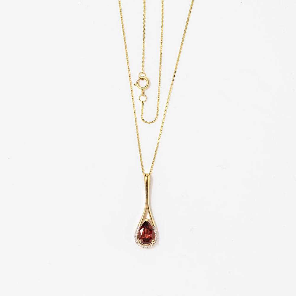 Garnet Necklace in 10K Yellow Gold