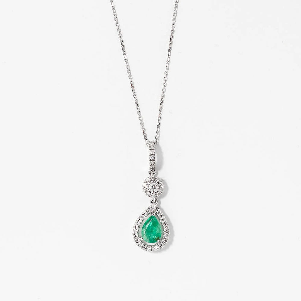 Emerald Necklace in 10K White Gold