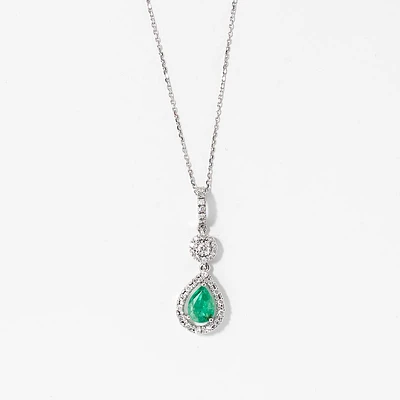 Emerald Necklace in 10K White Gold