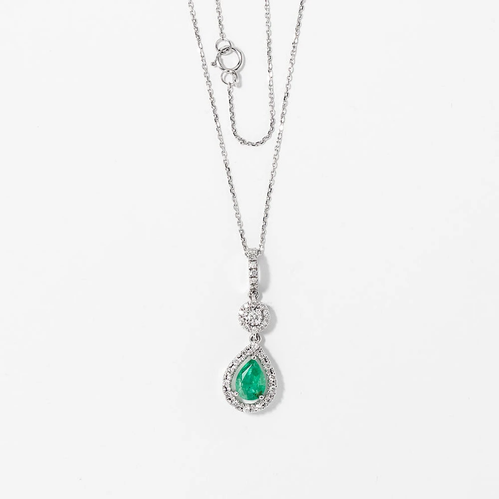Emerald Necklace in 10K White Gold