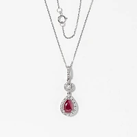 Ruby Necklace in 10K White Gold