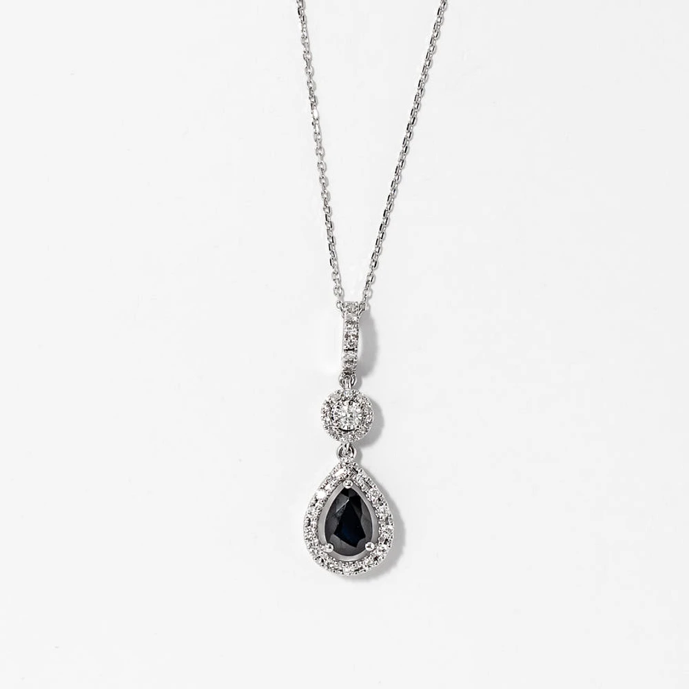 Sapphire Necklace in 10K White Gold