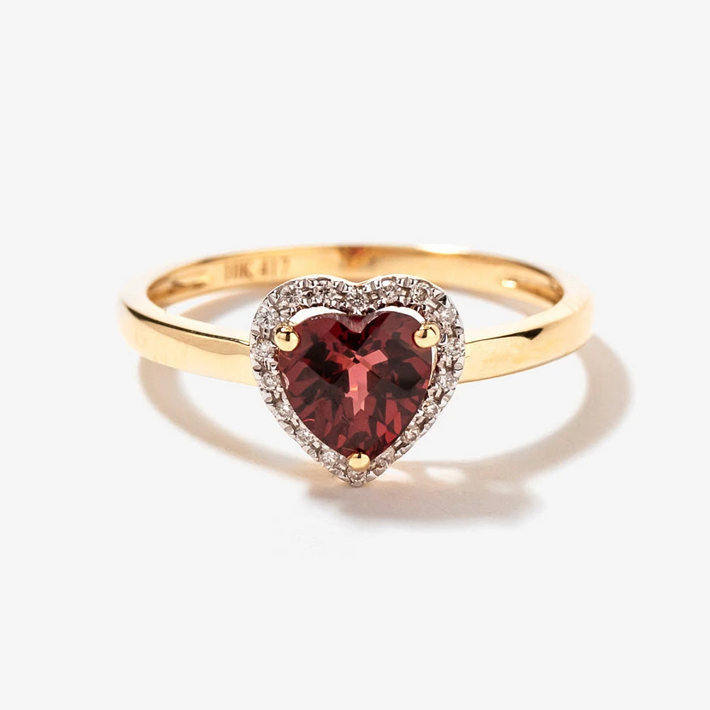 10K Yellow Gold Heart Garnet Ring