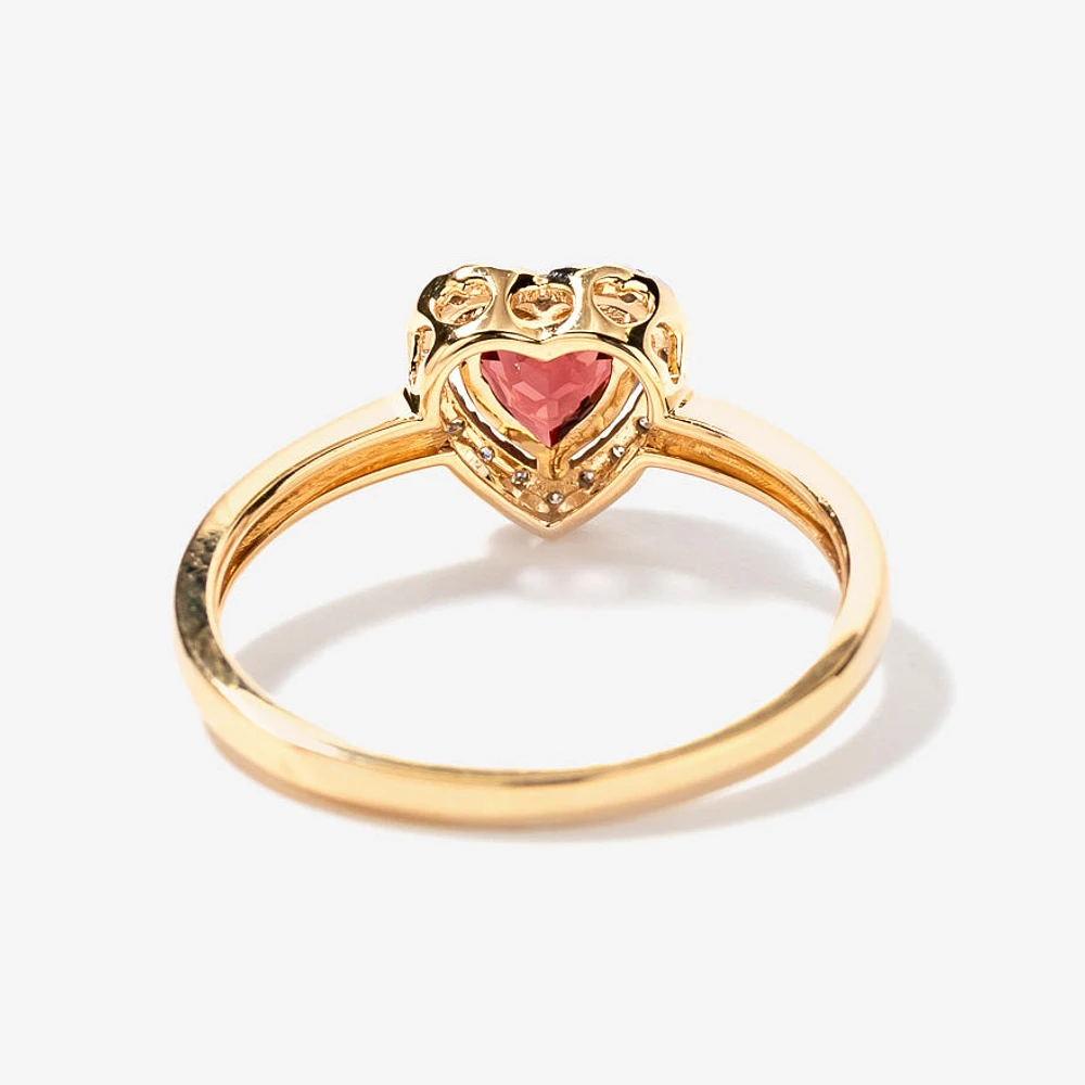 10K Yellow Gold Heart Garnet Ring