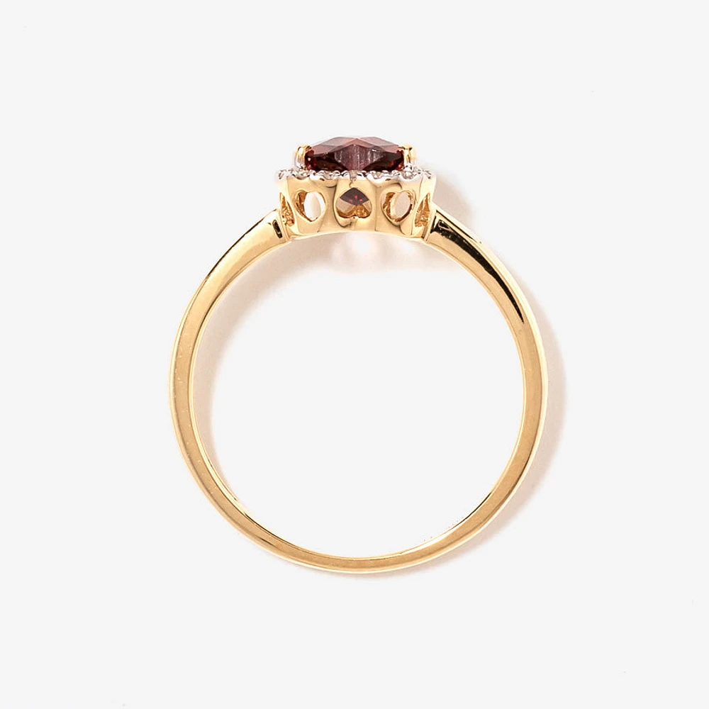 10K Yellow Gold Heart Garnet Ring