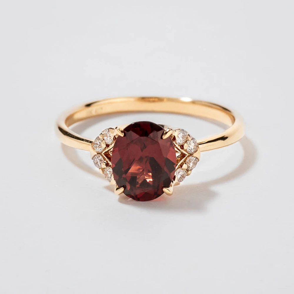 Garnet Ring 10K Yellow Gold