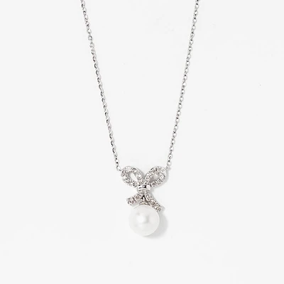 Pearl Necklace in 10K White Gold