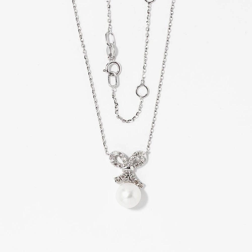 Pearl Necklace in 10K White Gold