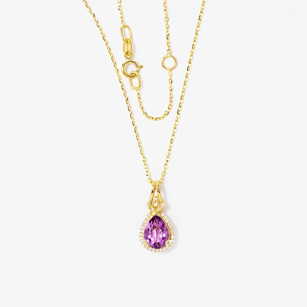 Amethyst Pendant in 10K Yellow Gold