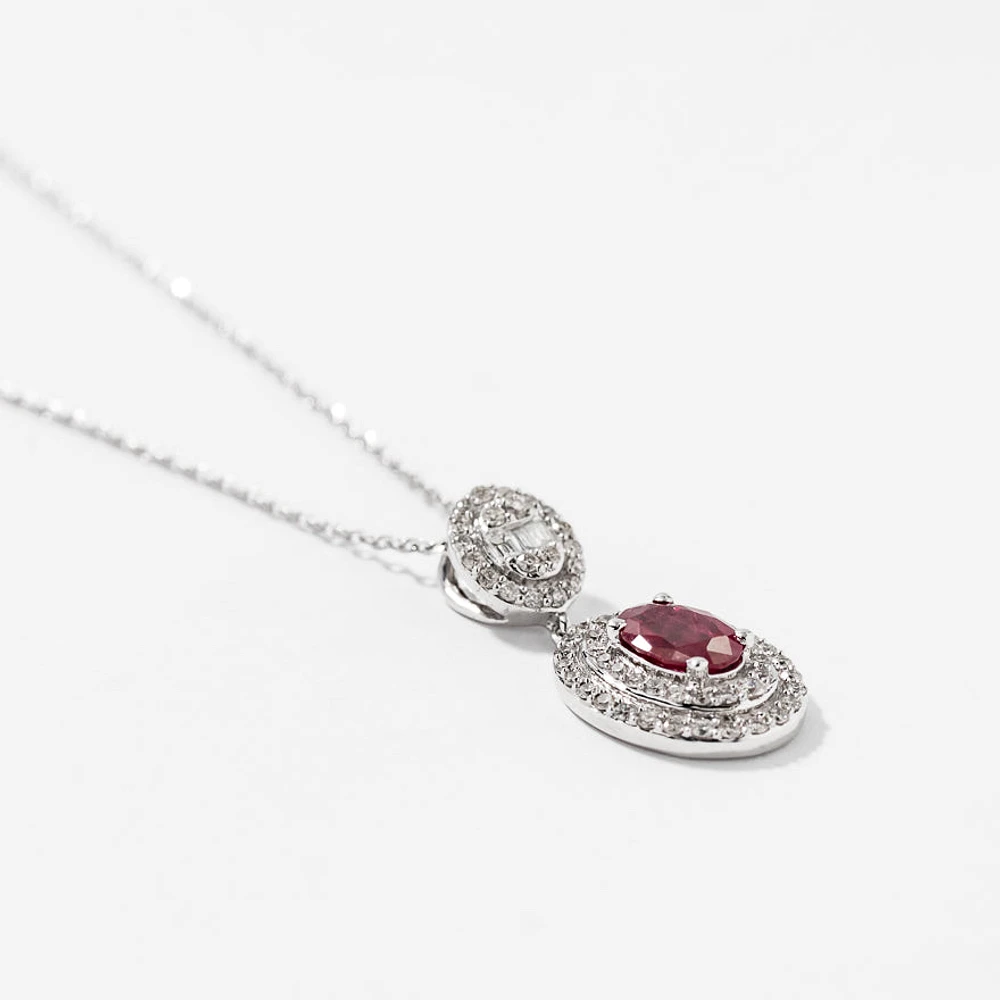 Ruby Necklace in 10K White Gold