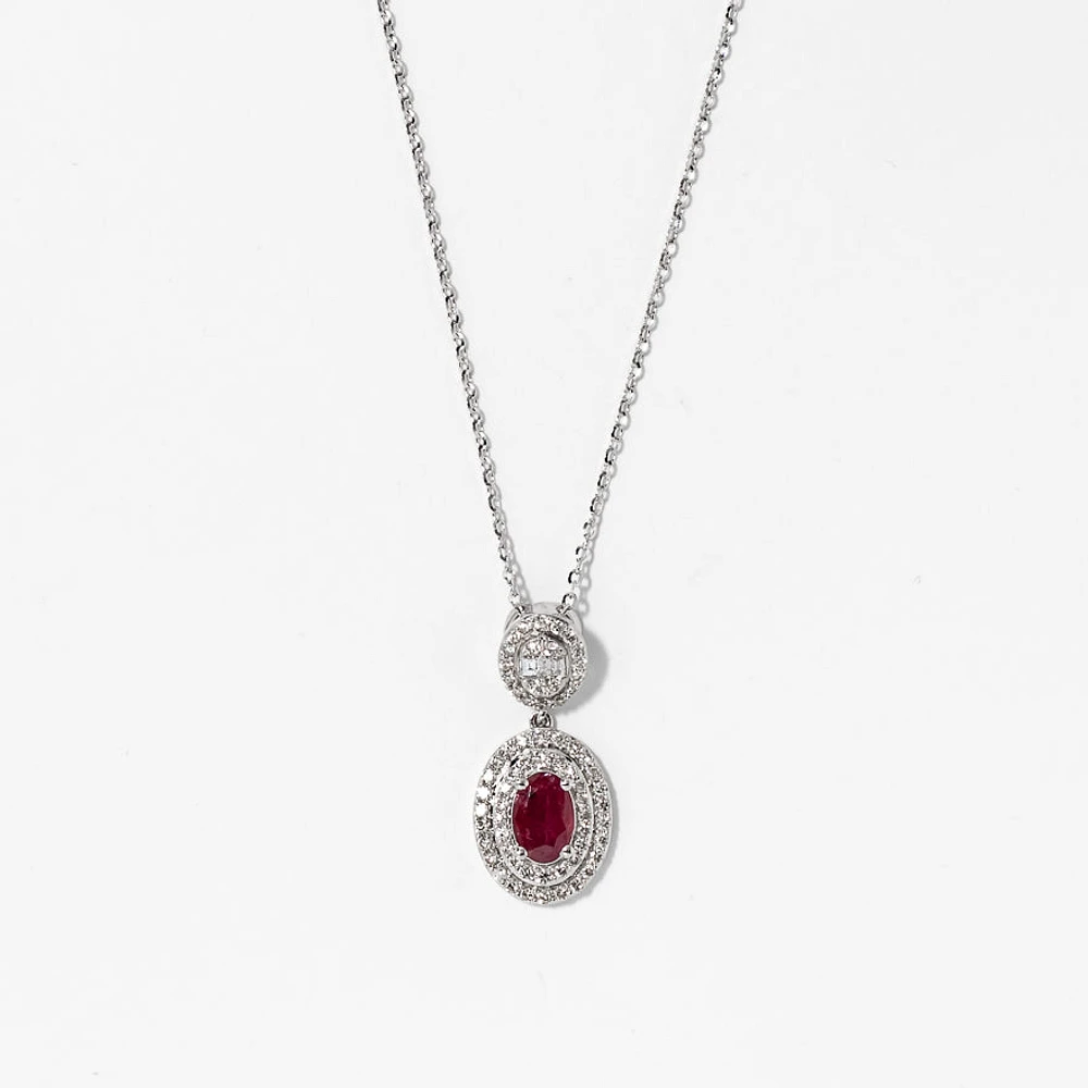 Ruby Necklace in 10K White Gold