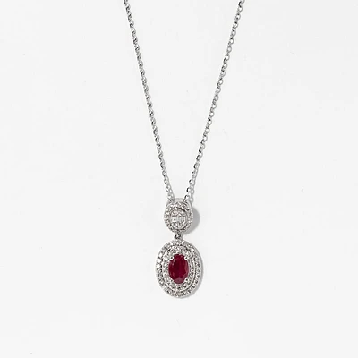 Ruby Necklace in 10K White Gold