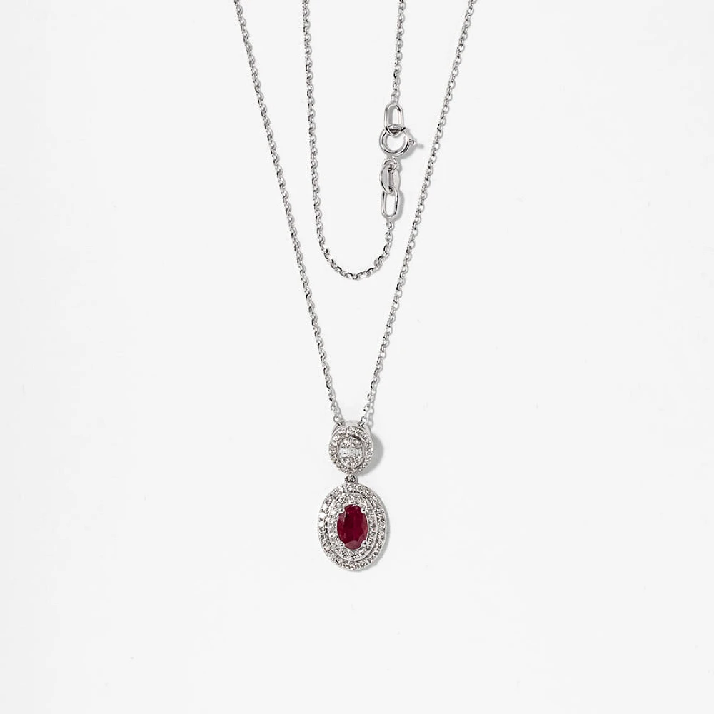 Ruby Necklace in 10K White Gold