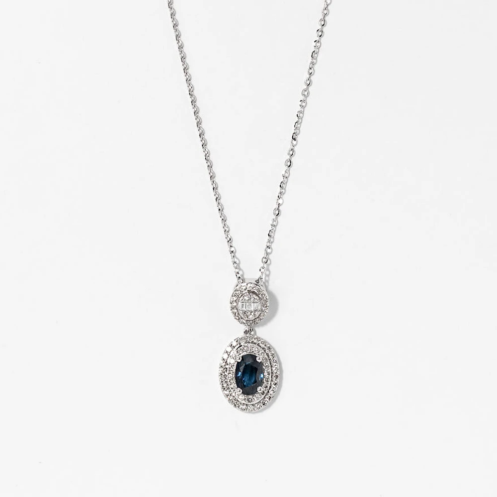 Sapphire Necklace in 10K White Gold